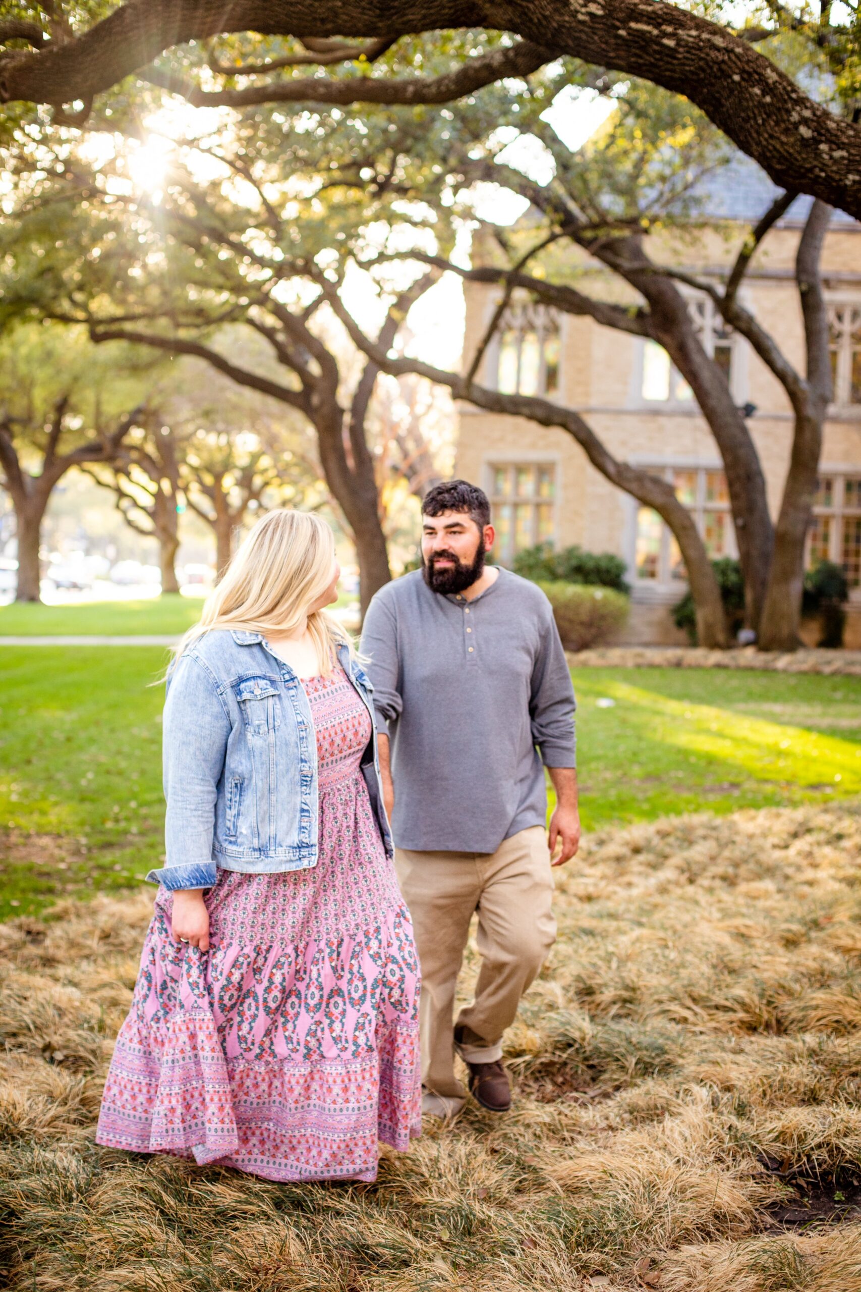 Vibrant SMU spring engagement session photography