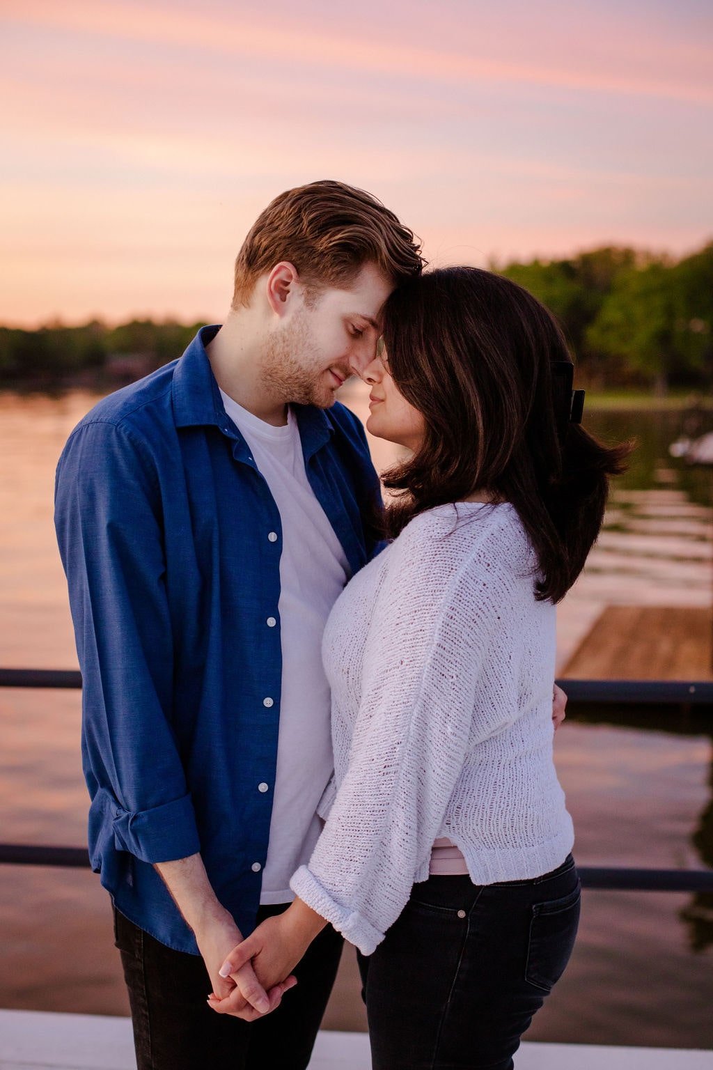 Dallas lakeside engagement session photos at sunset 