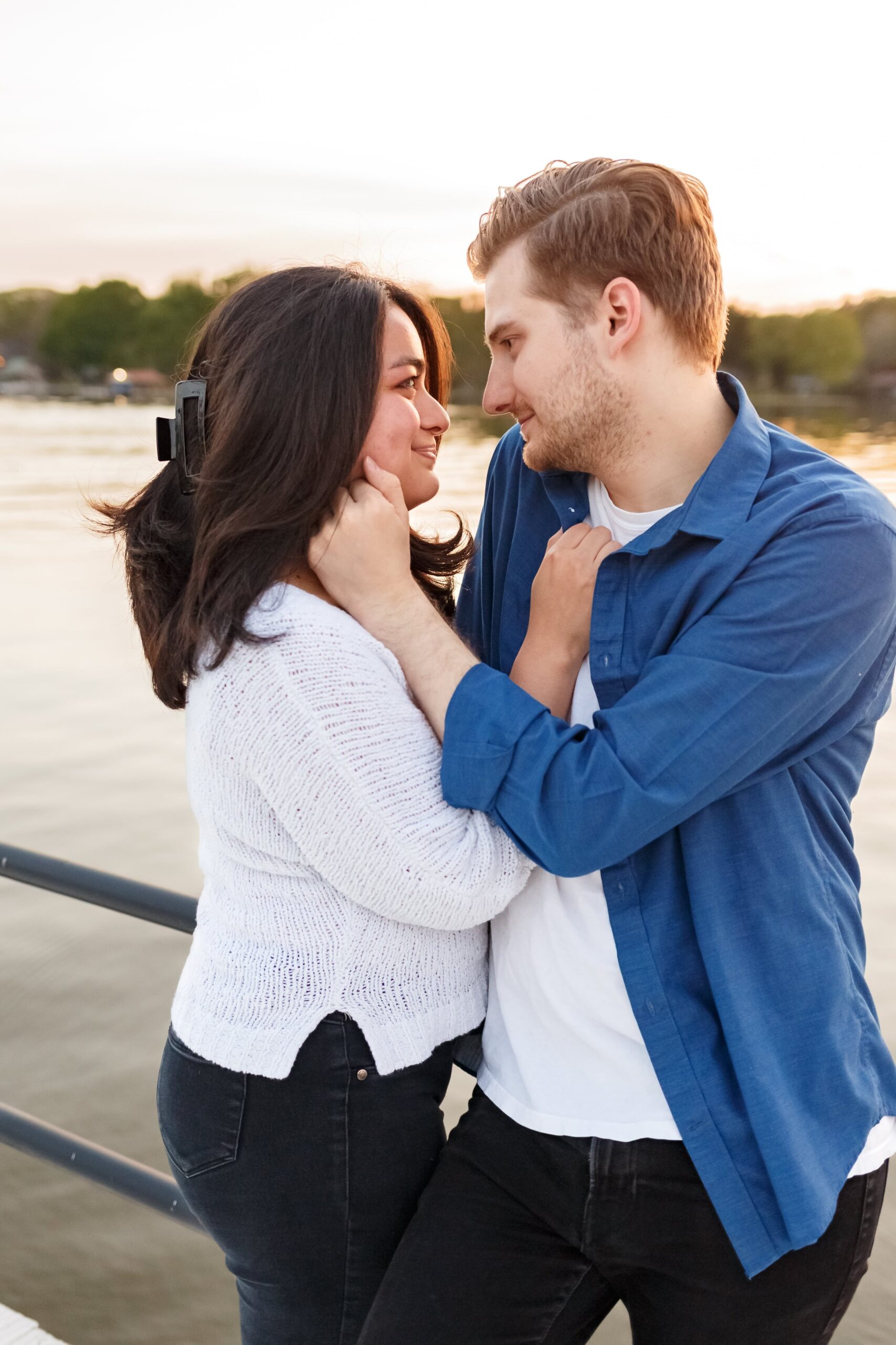 Scenic lakeside engagement session in Dallas