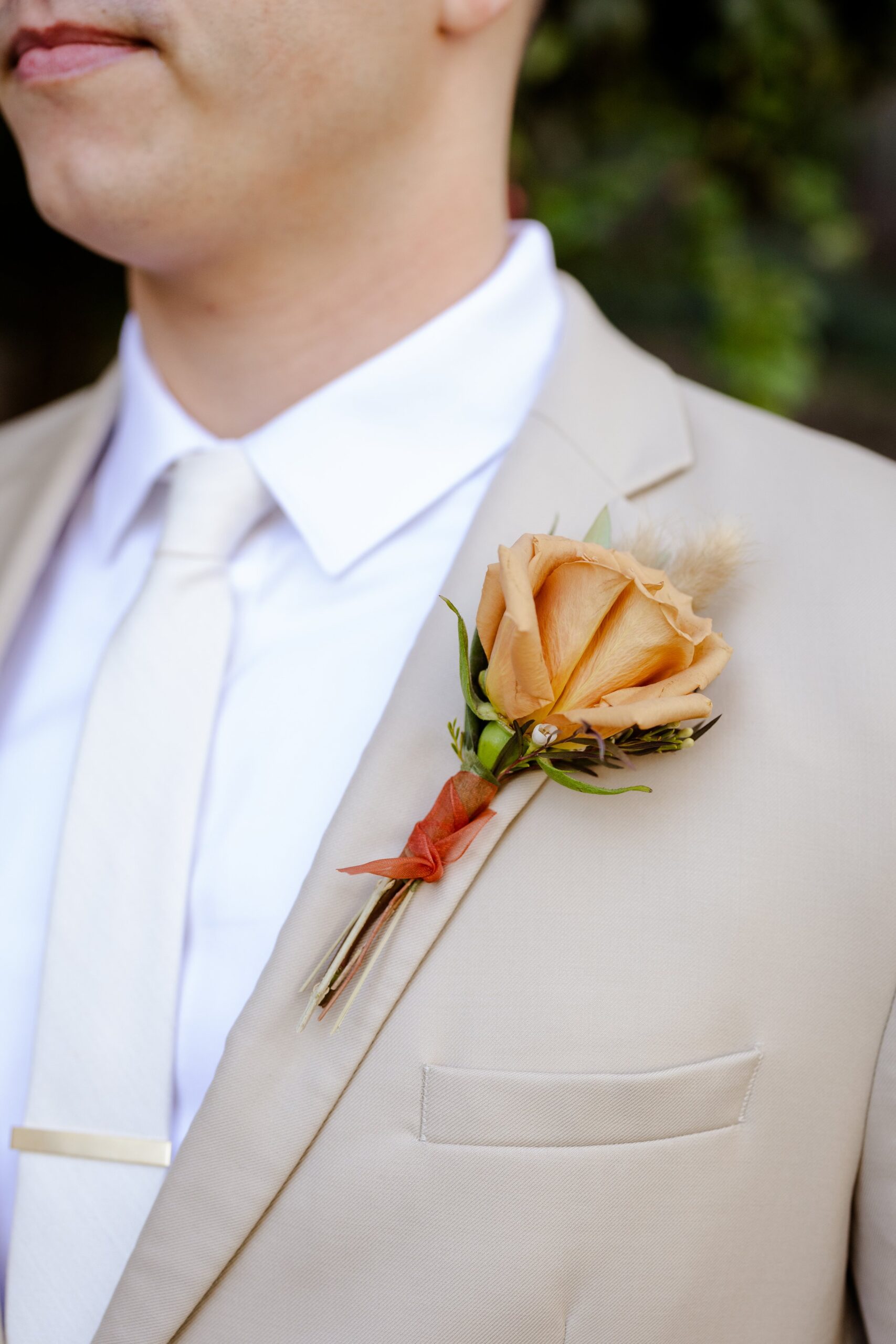 groom corsage detail at Secluded Garden Estate in Temecula